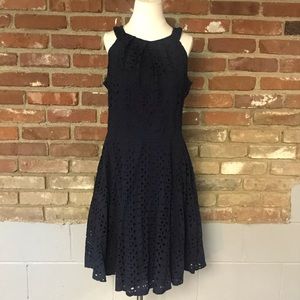 DressBarn Navy Eyelet Halter Dress - Size 12